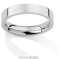 White Gold 4mm Heavyweight Flat Court-Shaped Band Size M