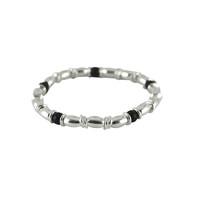 whitby jet bracelet 5 bead stretch silver