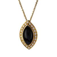 Whitby Jet Necklace Marquise Diamond 18ct Yellow Gold