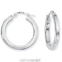 White Gold Square Tube Round Hoops