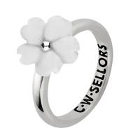 White Agate Ring Tuberose Gypsophila Silver