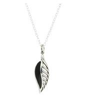 whitby jet necklace leaf sterling silver