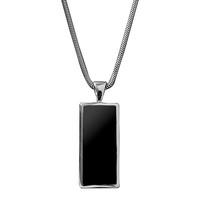 whitby jet necklace oblong silver