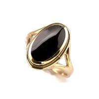 Whitby Jet Ring Oval 9ct Yellow Gold