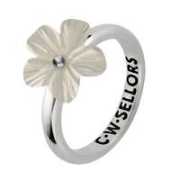 White Mother of Pearl Ring Tuberose Platycodon Silver