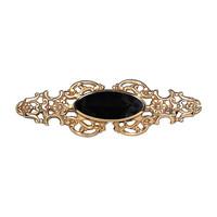 Whitby Jet Brooch Ornate 9ct Yellow Gold