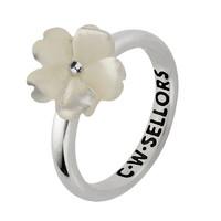 White Mother of Pearl Ring Tuberose Gypsophila Silver