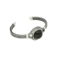 whitby jet bracelet round 20mm foxtail silver