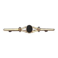 Whitby Jet Brooch Bar 9ct Yellow Gold