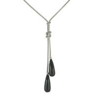 Whitby Jet Necklace And Silver Rope Necklace