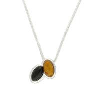 whitby jet necklace with amber silver