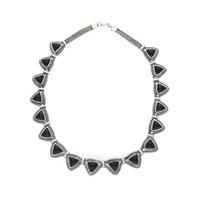 Whitby Jet Necklace 17 Triangular Foxtail Silver