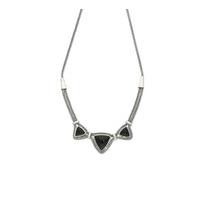 Whitby Jet Necklace 3 Triangular Foxtail Silver