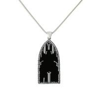 Whitby Jet Necklace Abbey Window Silver