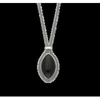 Whitby Jet Necklace Foxtail Portrait Marquise Silver