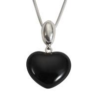 Whitby Jet Necklace Heart Shaped Silver