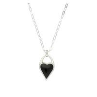 Whitby Jet Necklace Heart Silver