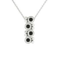 Whitby Jet Necklace Round Cabochon Diamond 18ct White Gold
