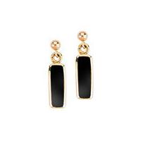 Whitby Jet Earrings Oblong Drop Yellow Gold