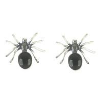 Whitby Jet Earrings Stud Spider Silver