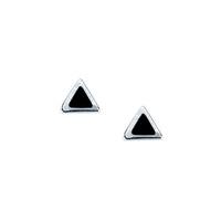 Whitby Jet Earrings Stud Triangle Silver