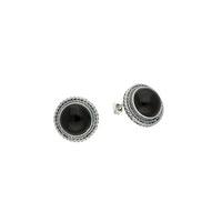 whitby jet earrings studs large round foxtail silver