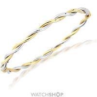 White Gold Oval Bangle with Polished Domed Band