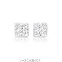 White Gold Cubic Zirconia Square Stud Earrings