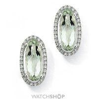 White Gold Diamond and Green Amethyst Earrings