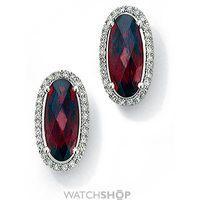 white gold diamond and garnet earrings