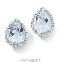White Gold Diamond and Blue Topaz Earrings