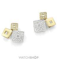 white and yellow gold diamond stud earrings