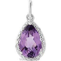 white gold diamond and amethyst pendant