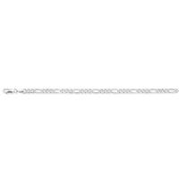 White Gold 3+1 Pave Look Figaro Chain 22/55cm