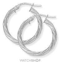 White Gold Twisted Hoop Earrings