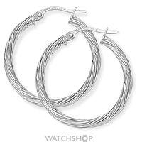 White Gold Twisted Hoop Earrings