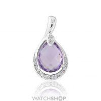 white gold amethyst and diamond pendant