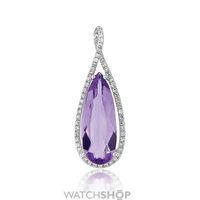 White Gold Amethyst and Diamond Pendant