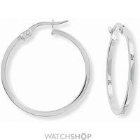 white gold square tube round hoop earrings