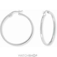 White Gold Square Tube Round Hoop Earrings