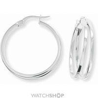 white gold square tube round hoop earrings