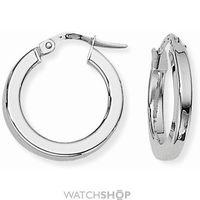 White Gold Square Tube Round Hoop Earrings