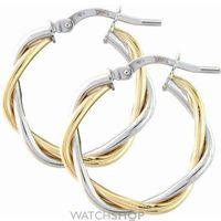 White and Yellow Gold Hoop Earrings