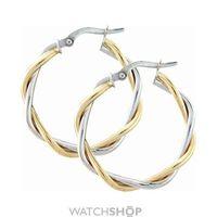 White and Yellow Gold Hoop Earrings