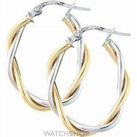 white and yellow gold oval hoop earrings