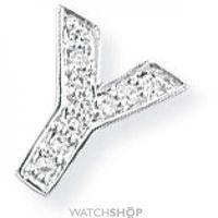 White Gold Diamond Y Initial Pendant