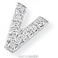 White Gold Diamond V Initial Pendant