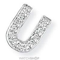 White Gold Diamond U Initial Pendant