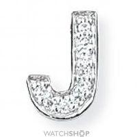 White Gold Diamond J Initial Pendant