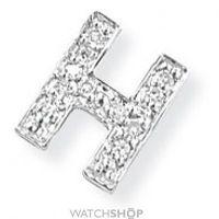 White Gold Diamond H Initial Pendant